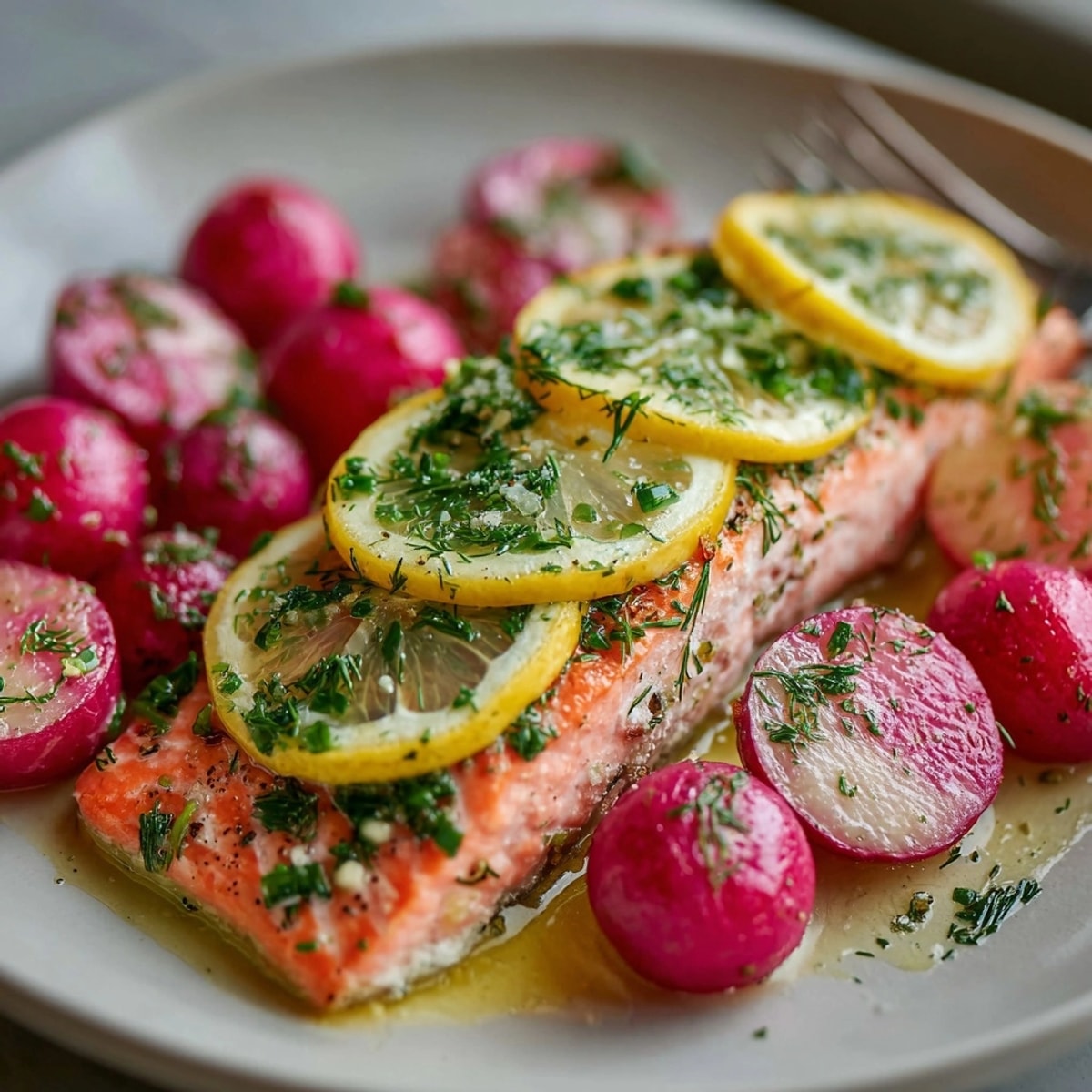 Tender, flaky Lemony Dill Salmon en Papillote, a healthy and flavorful weeknight dinner.