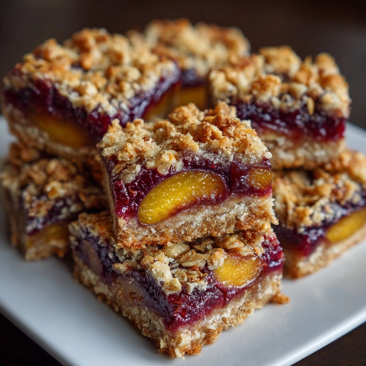 Imagine the sweet plum aroma of these homemade Early Fall Plum &amp; Walnut Oat Bars.