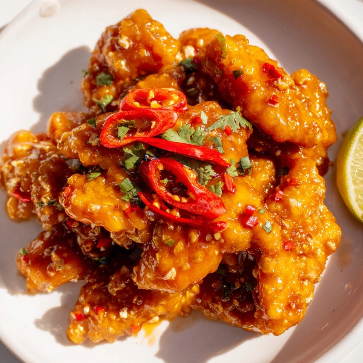 Golden seared chicken glistening in a sweet-spicy Mango Chili Garlic Chicken Skillet.