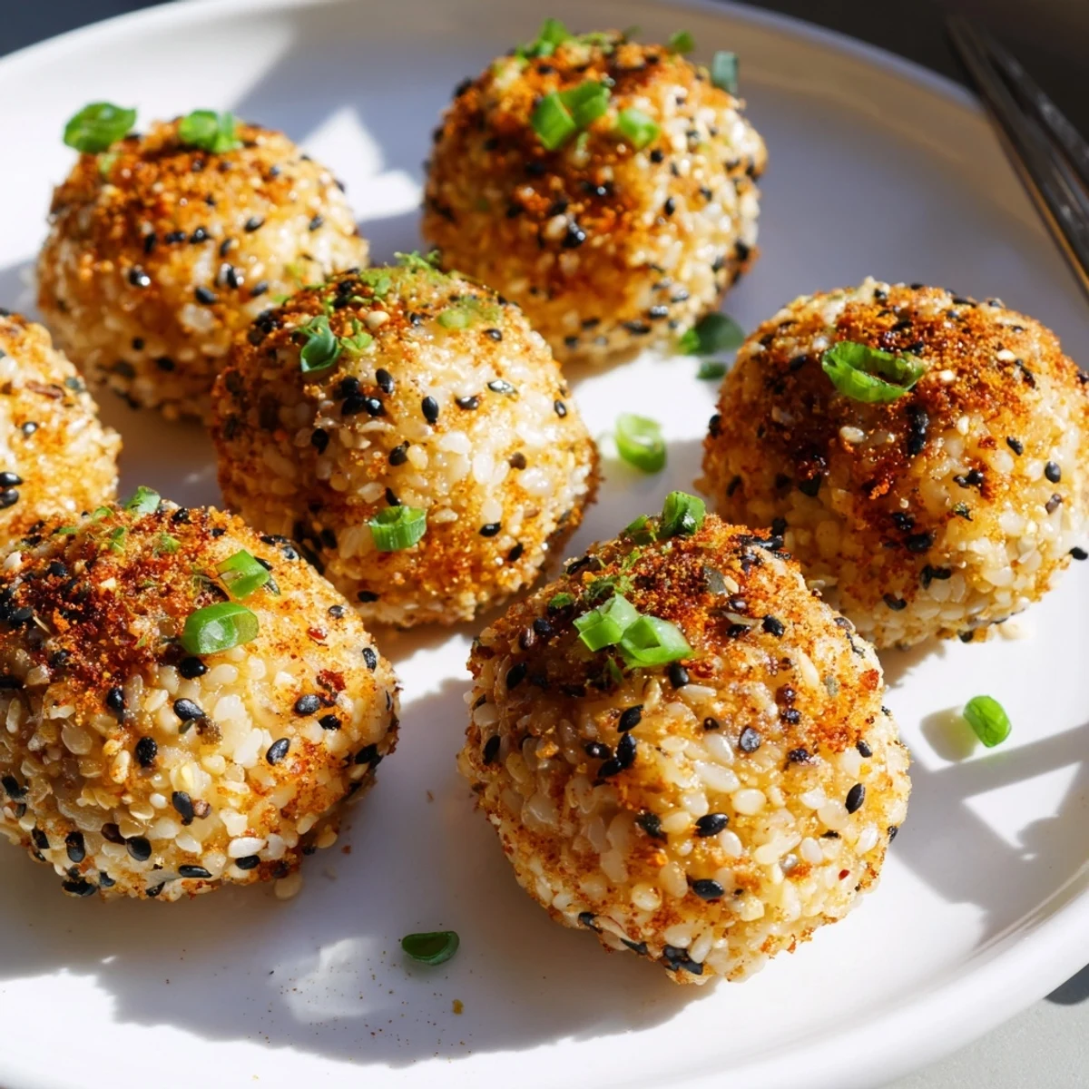 Golden brown Goma Yaki Onigiri, deliciously crunchy outside and tender inside.  
