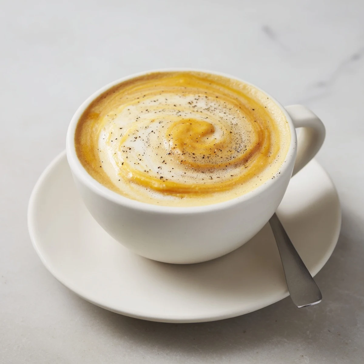 Creamy Onion Latte topped with frothy milk, perfect for adventurous coffee lovers.  