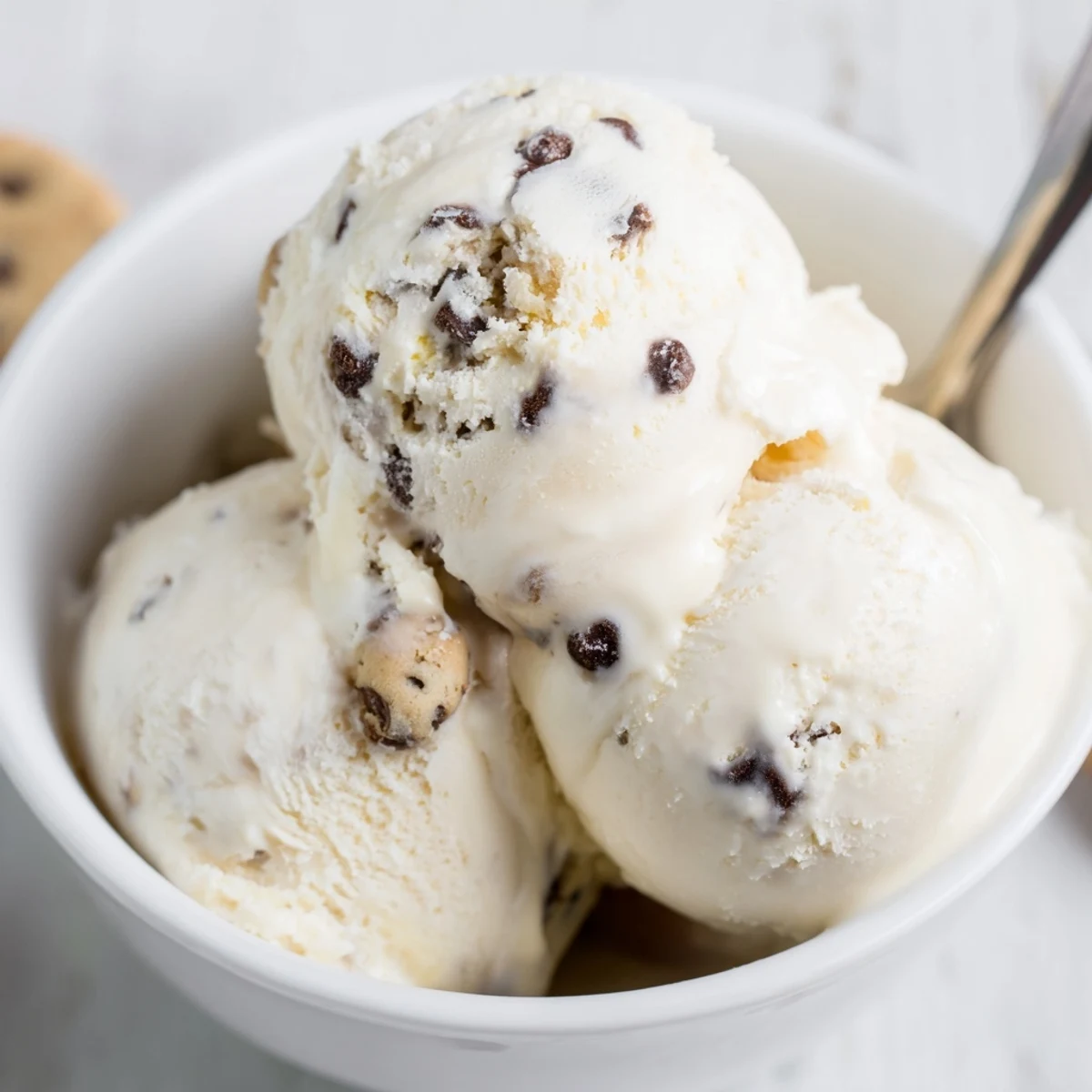 Indulge in rich cottage cheese ice cream mixed with sweet chocolate chip cookie dough.