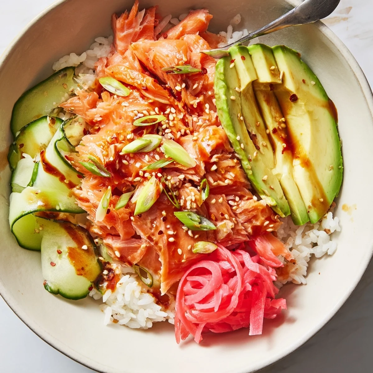 Quick and easy leftover salmon & rice bowl, perfect for busy weeknight dinners.