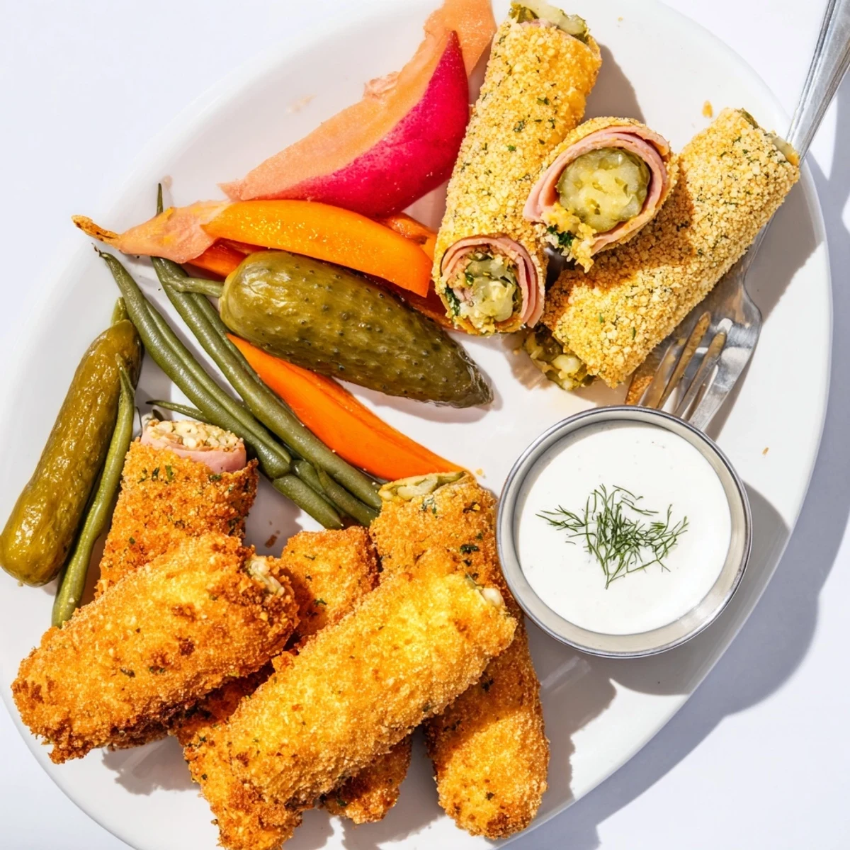 Crispy Fried Pickles and tangy pickled vegetables create a delicious Pickle Lovers Meal.  