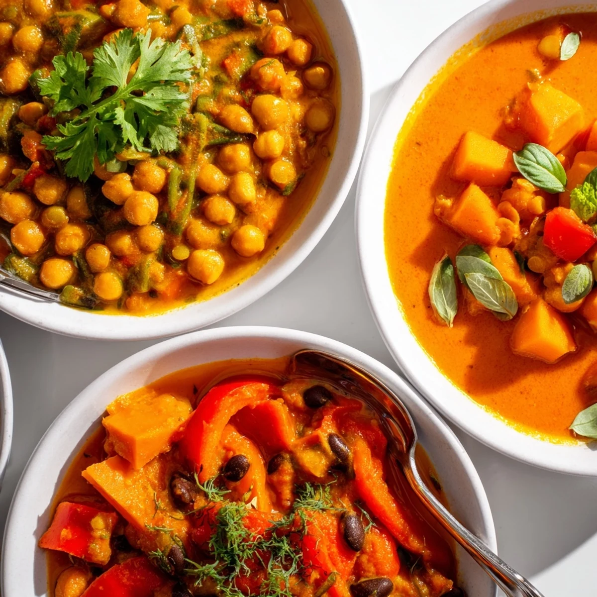 Aromatic Thai Red Lentil Curry garnished with fresh herbs, ready for serving.  