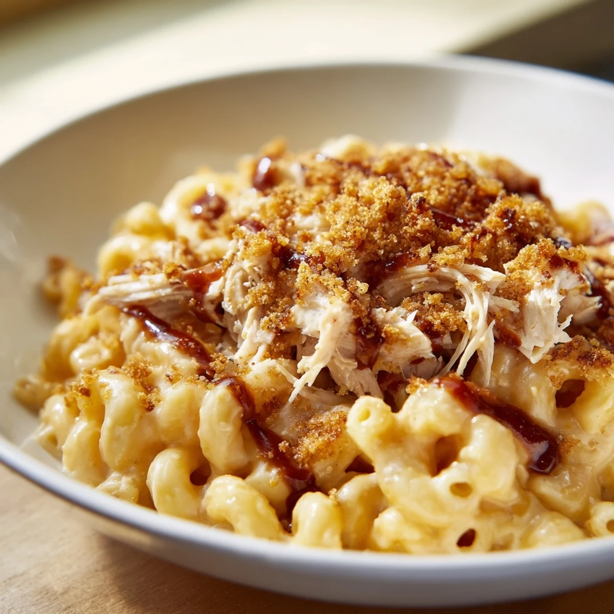 Tender elbow macaroni blanketed with cheesy goodness and flavorful BBQ chicken defines this Classic Mac & Cheese.