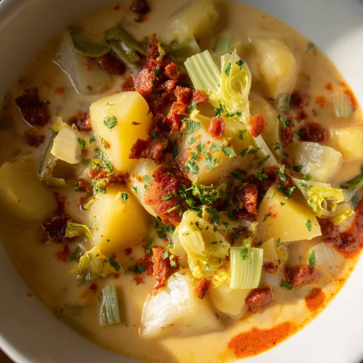 Potato Leek Chorizo Soup Bowl