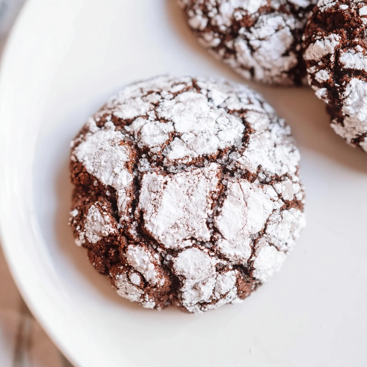 Soft, crackled Chocolate Gingerbread Crinkle Cookies dusted with powdered sugar, ready to be devoured.