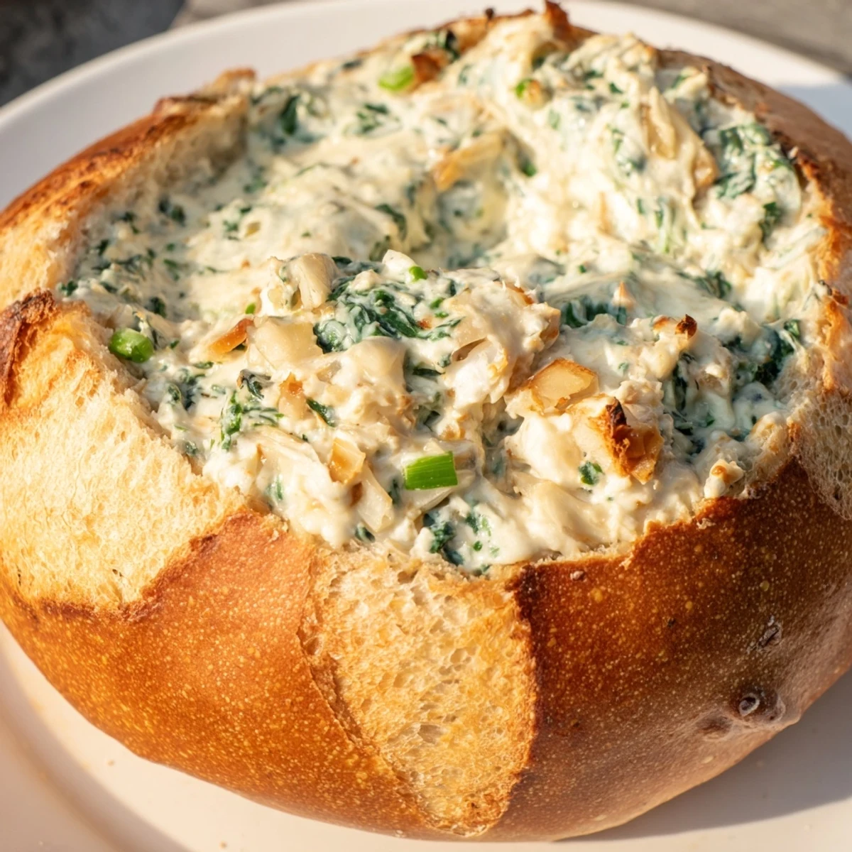 Warm, bubbling Best-Ever Spinach Dip offers creamy, cheesy goodness, perfect for dipping crusty bread.