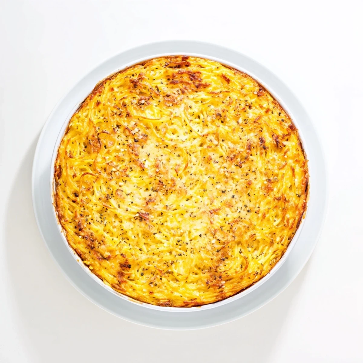 Slice into the creamy Cacio e Pepe, a unique pasta pie with crispy edges and textures.