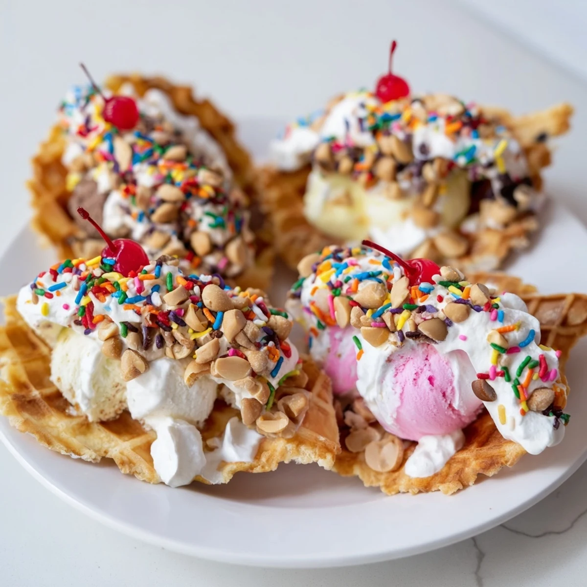 Delectable Ice Cream Cone Grazing Board featuring assorted ice cream, fresh fruit, and sweet candies now ready.