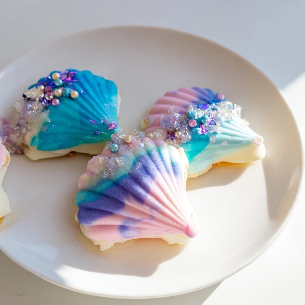 These beautiful Mignardises Queue de Sirène feature airy madeleines with colorful swirls, perfect for tea parties.