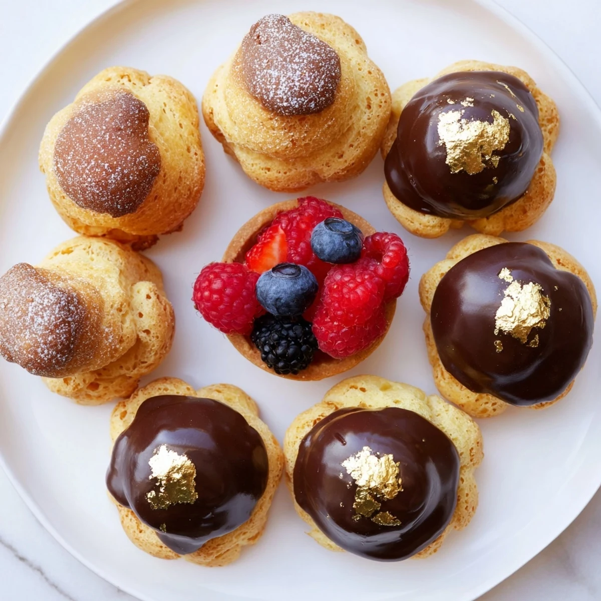 A visually delightful display of Piste de Train Mignardises, small French pastries arranged like a charming train.