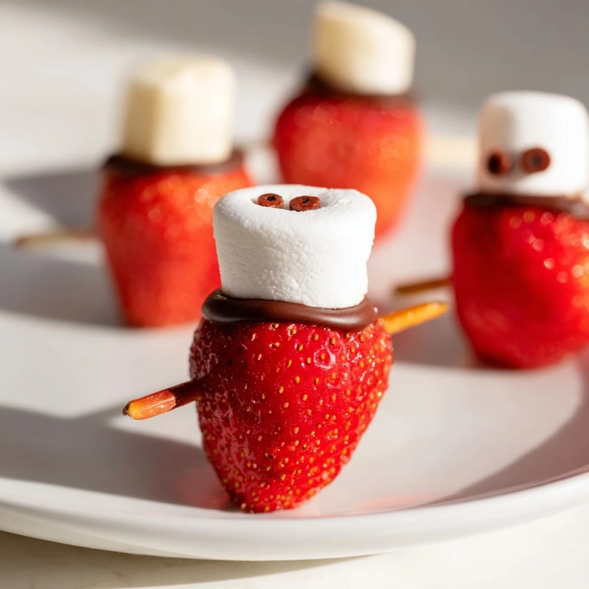 Strawberry Banana Santa Sticks arranged on a platter, showcasing a festive, fruity, and fun holiday snack.