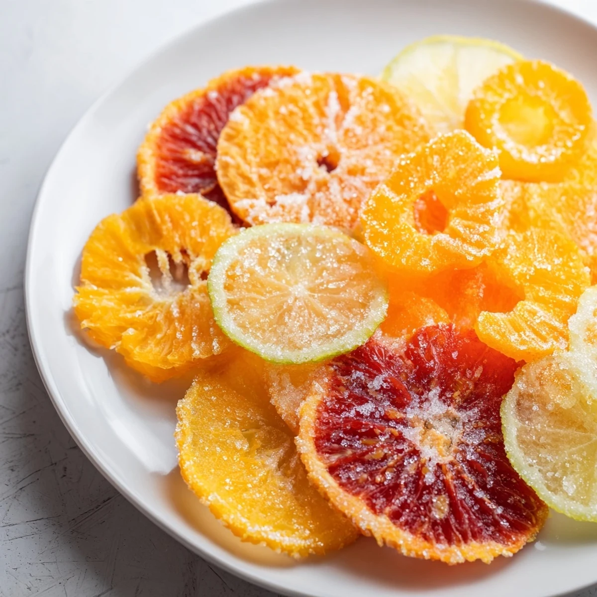 Sugared rims enhance the visual appeal of these festive citrus slices, ready to brighten any mocktail.