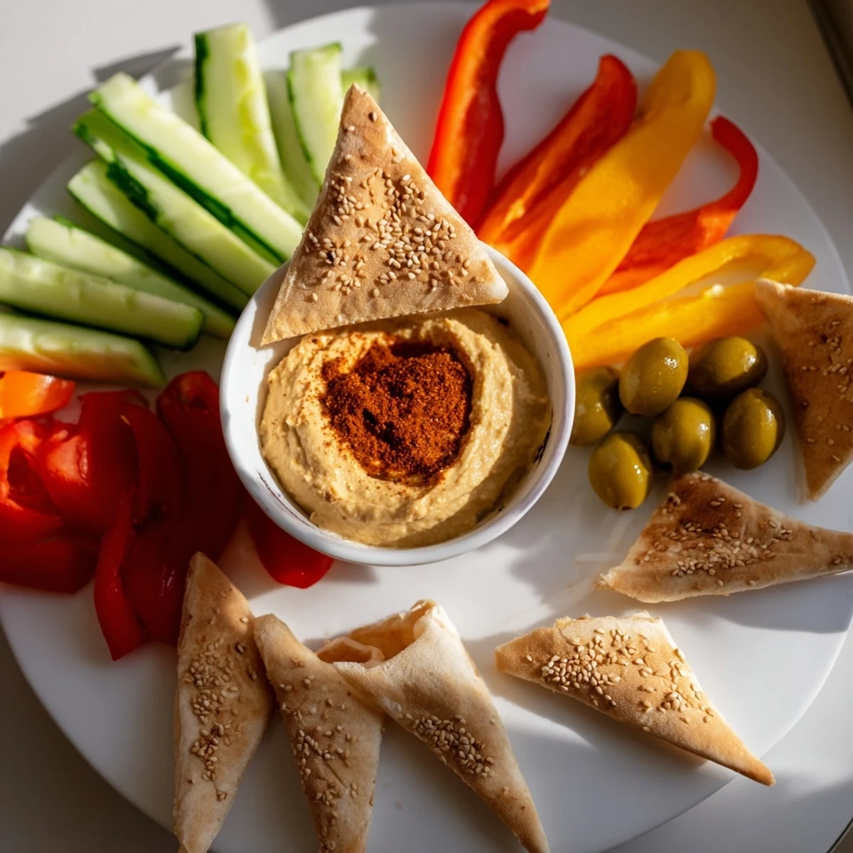 Moroccan Tent appetizer platter with vibrant vegetables and spiced dips, perfect for parties.
