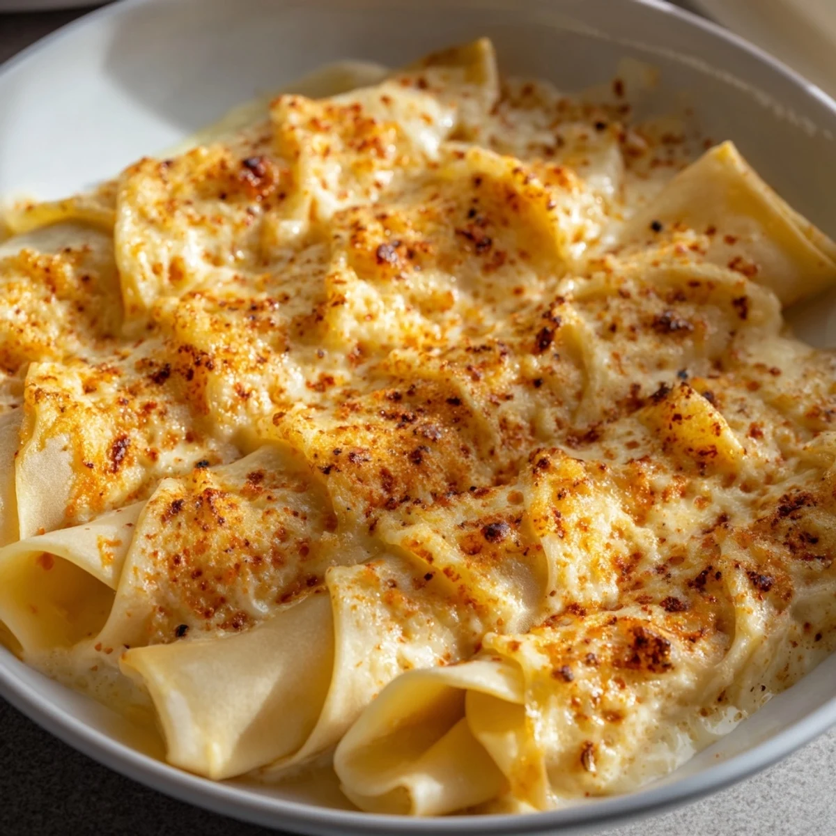 A close-up reveals a perfectly formed Tinis Mac and Cheese Lumpia Roll, showcasing its delicious, golden exterior.