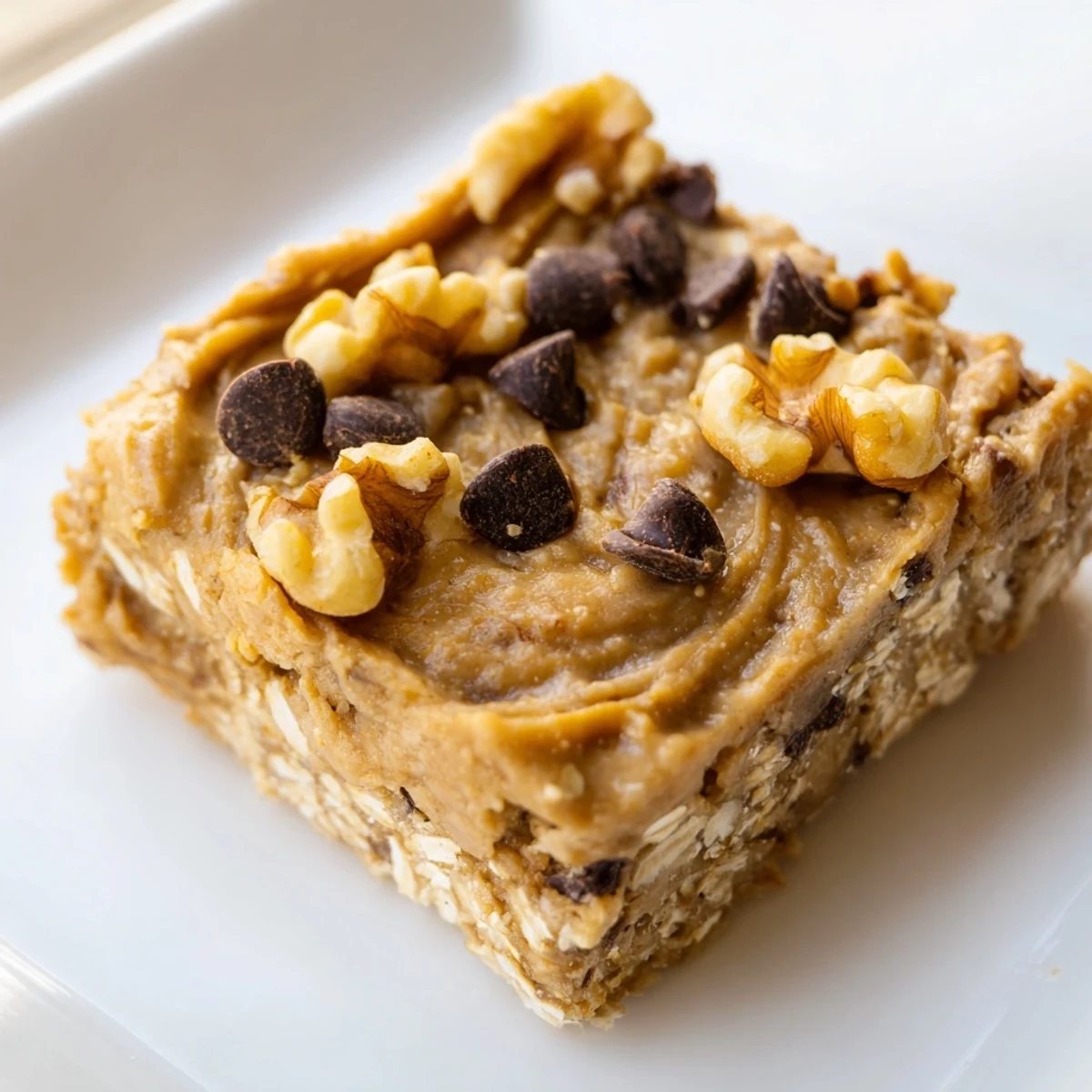 Golden, chilled Peanut Butter Banana Oat Bars, cut and wrapped, perfect for grabbing a quick, delicious snack.