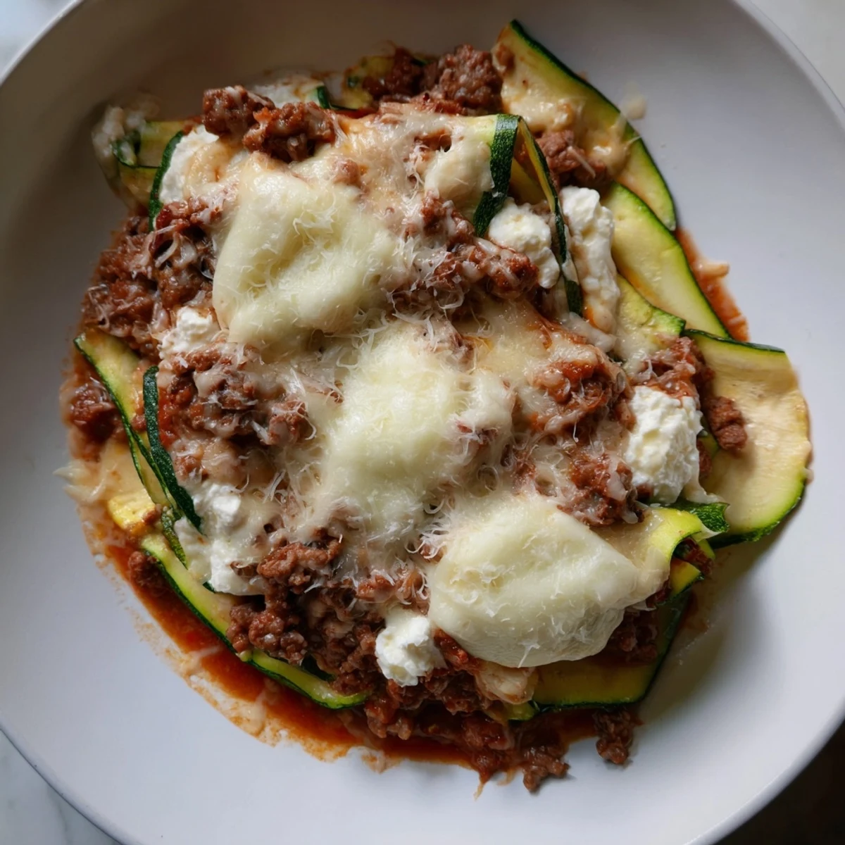 Enjoy this easy, cheesy Zucchini Lasagna Skillet, perfect for a quick Italian-American comfort food meal.