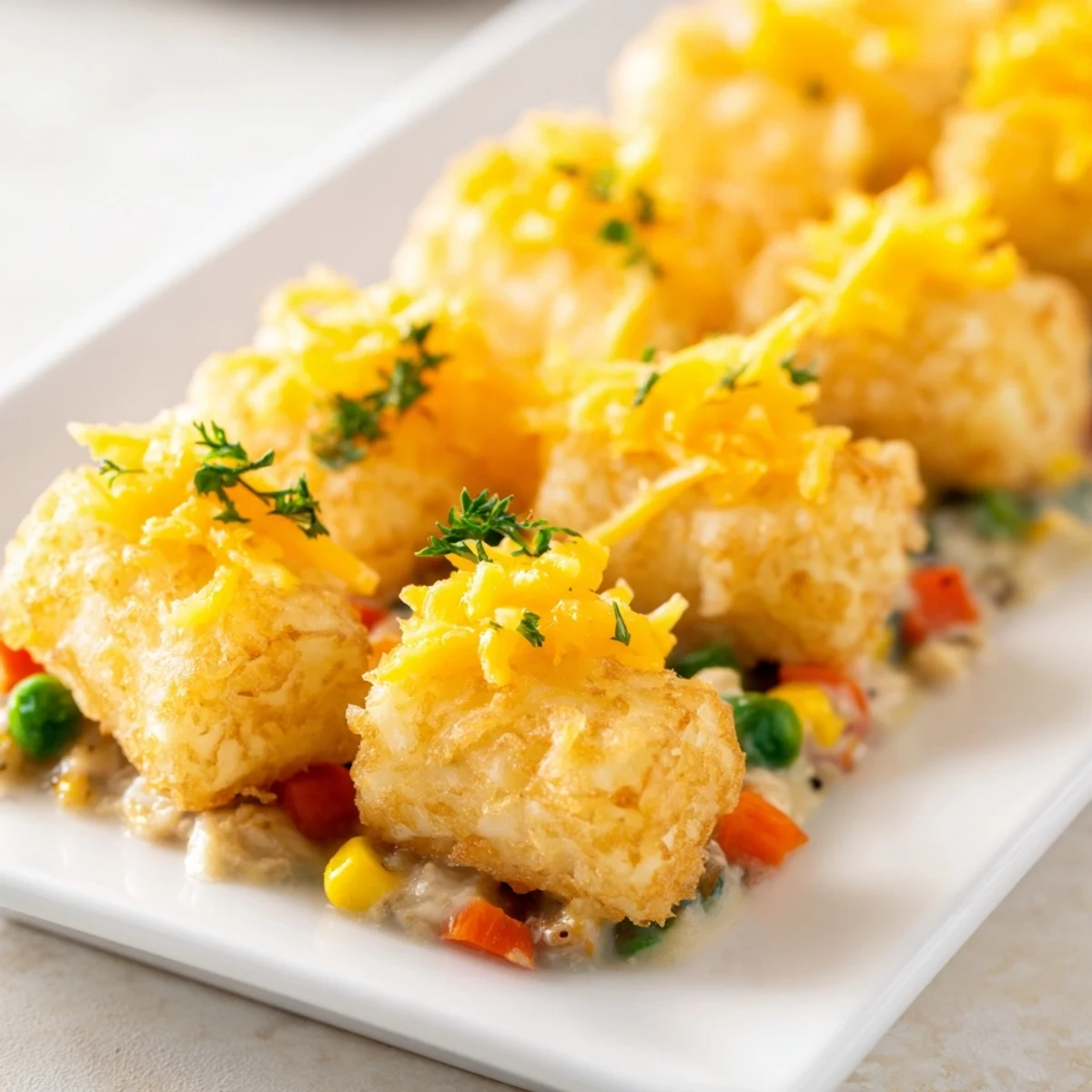 Golden, crispy tater tots crown this comforting Crispy Tater Tot Casserole, baked until bubbly and delicious.