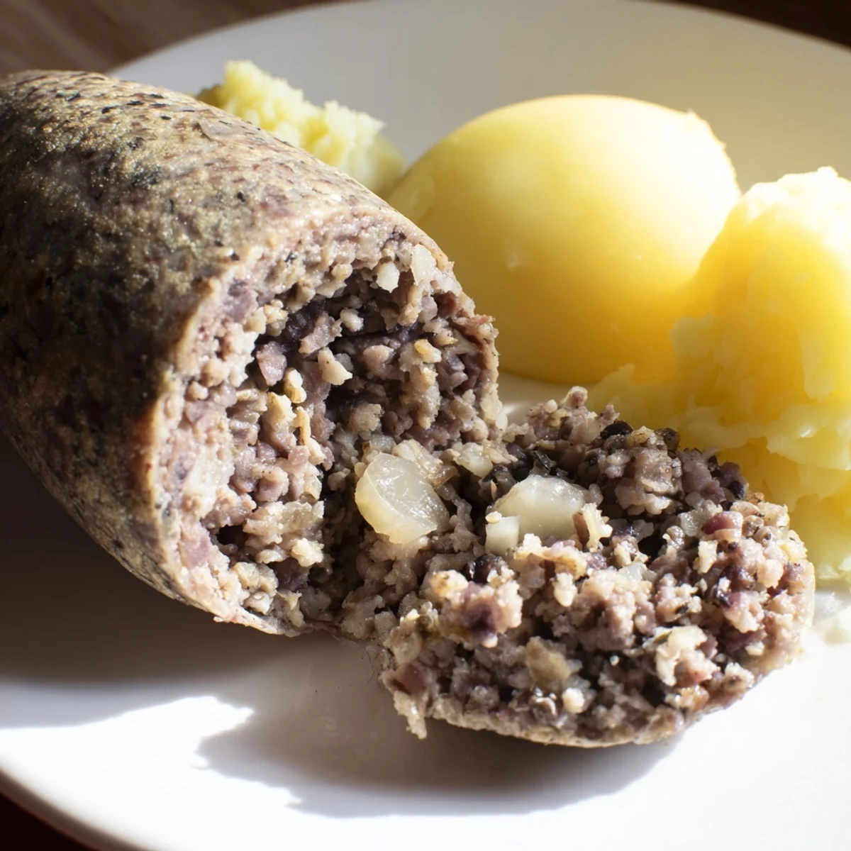 A plate of Scottish haggis, traditionally served and ready for a taste of authentic Scottish cuisine.