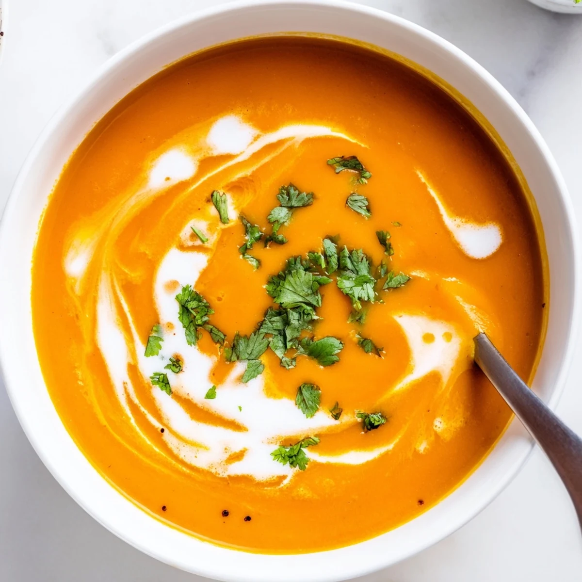 Silky, vibrant Carrot Ginger Soup steaming in a rustic bowl, garnished with fresh parsley and a swirl of coconut cream, perfect for a light vegan lunch.  
