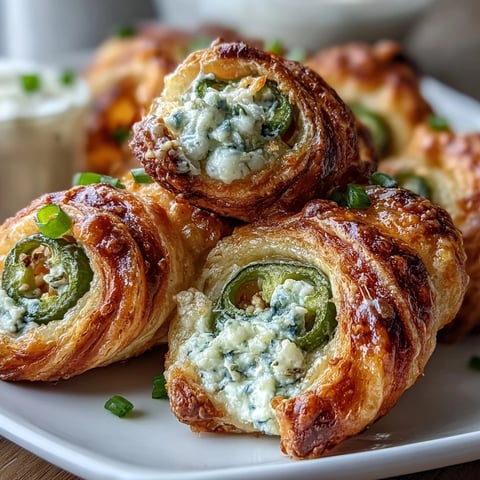 Golden-baked Jalapeño Popper Twists show flaky pastry spirals with a creamy, cheesy filling studded with spicy peppers.