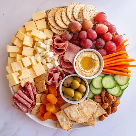 Close-up of a colorful picnic basket snack board, showing cheese, salami, and crisp apple slices.