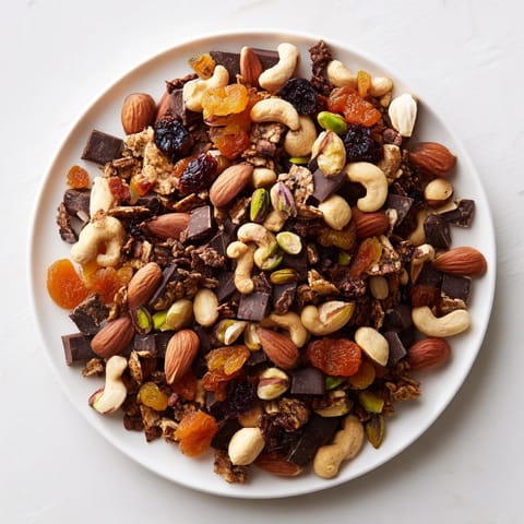 Golden raisins and chocolate chunks in this Mountain High Adventure Snack Mix create a visually rich trail mix.