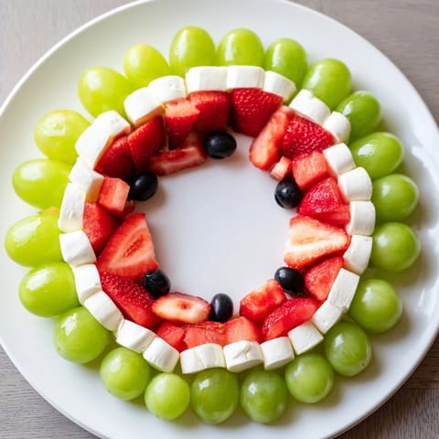 Summer Watermelon Slice beautifully arranged with vibrant watermelon, cheese, and refreshing grapes for a summer snack.