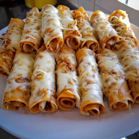 Savory and crispy air-fried Tinis Mac and Cheese Lumpia Rolls, a fun appetizer perfect for sharing with friends.