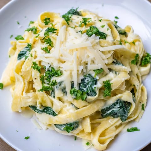 Creamy Spinach Fettuccine Alfredo