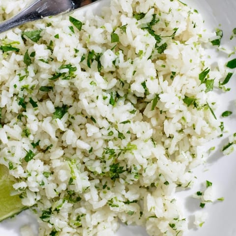 Tempting cilantro lime rice, a zesty, aromatic side dish.