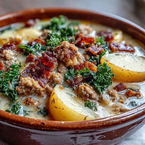 Hearty Italian Sausage Soup served hot in a rustic bowl, ready to enjoy with crusty bread.