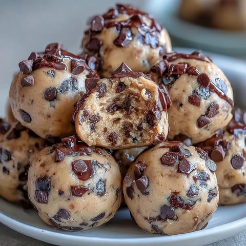 Creamy, naturally sweetened chickpea cookie dough studded with rich dark chocolate chips for a guilt-free dessert or snack.