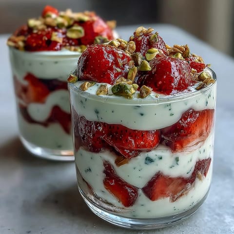 Pistachio Strawberry Breakfast Parfait