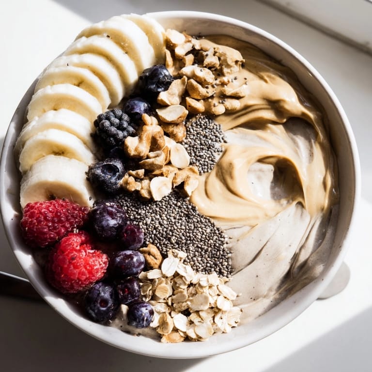 A colorful, satisfying Protein Peanut Butter Breakfast Bowl, perfect for a high-protein start.