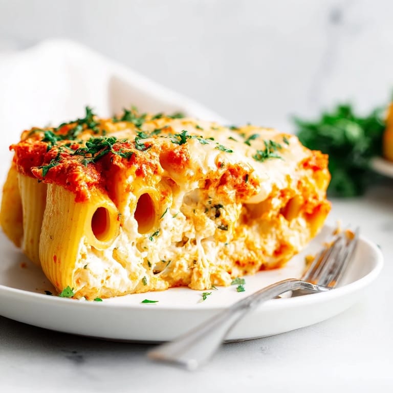 Golden-baked Honeycomb Pasta Cake, filled with cheese and topped with bubbling mozzarella.