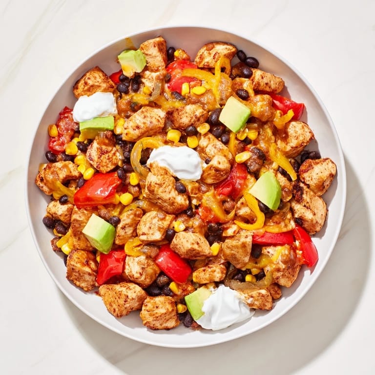 Delectable and easy Sheet Pan Chicken Burrito Bowls featuring vibrant toppings, perfect for a weeknight dinner.