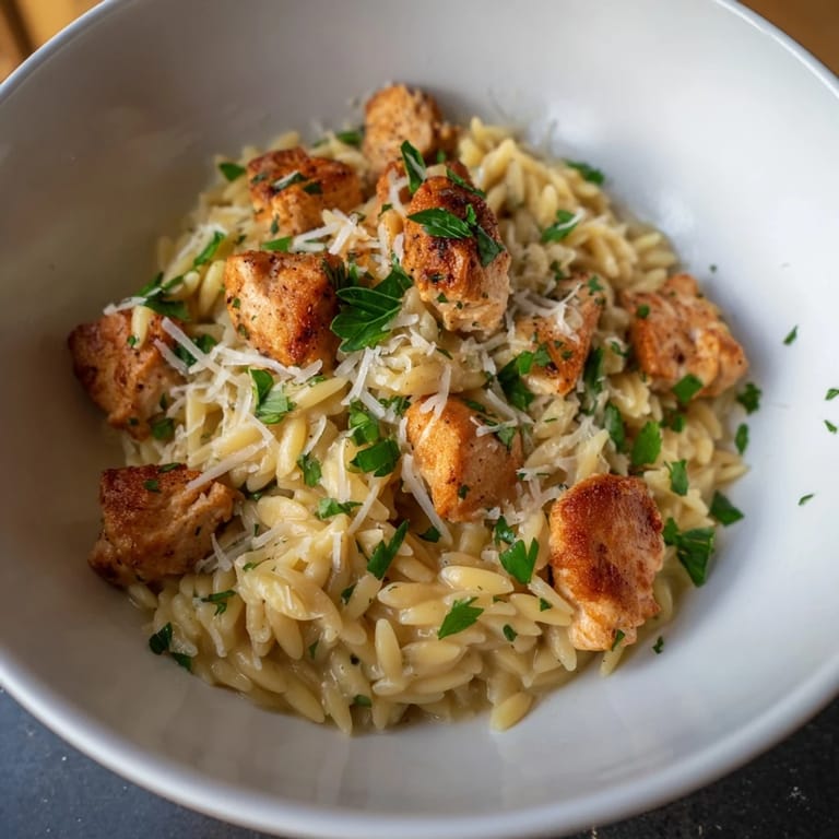 This flavorful One-Pot Cajun Chicken Alfredo Orzo features a rich sauce and savory, Cajun-spiced chicken and pasta.