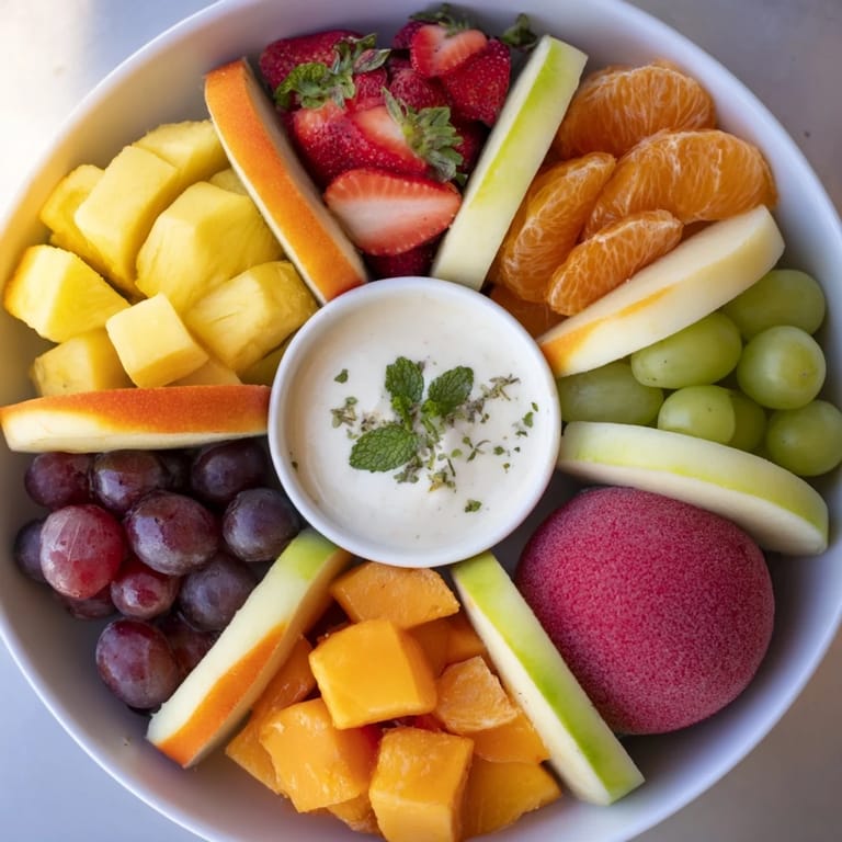 Enjoy a healthy Beach Ball Fruit Platter, a delightful vegan arrangement bursting with colorful fruit.