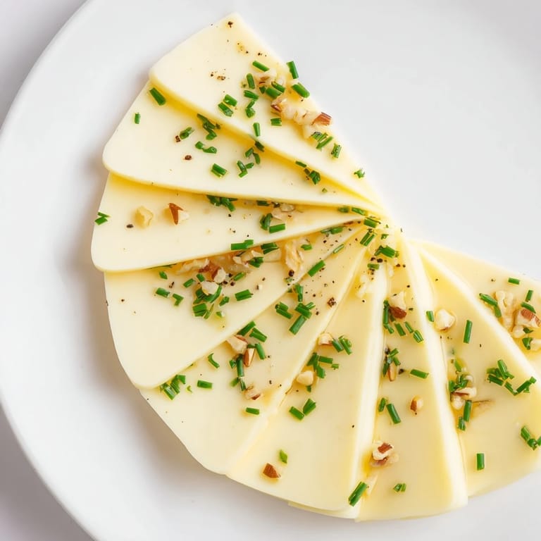 Fresh chives and walnuts garnish this quick and elegant Swiss cheese fan appetizer. 