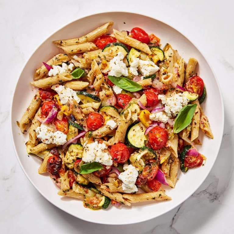 Spoonful of rich Baked Feta Pasta 2.0 showing the creamy feta sauce coating the whole-grain pasta.