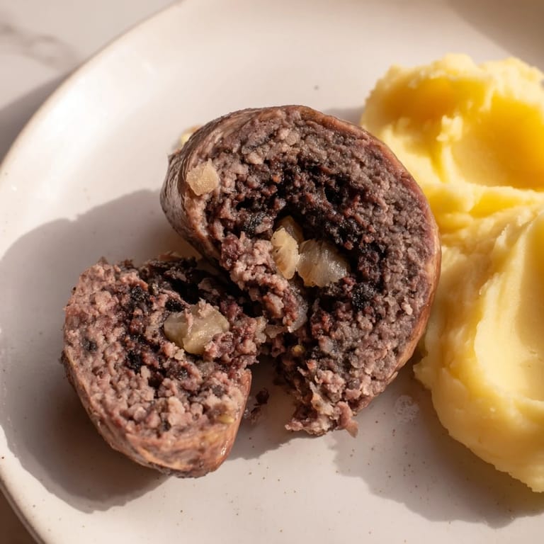 Tempting closeup of Scottish haggis, showing the savory textures and spices waiting to be enjoyed.