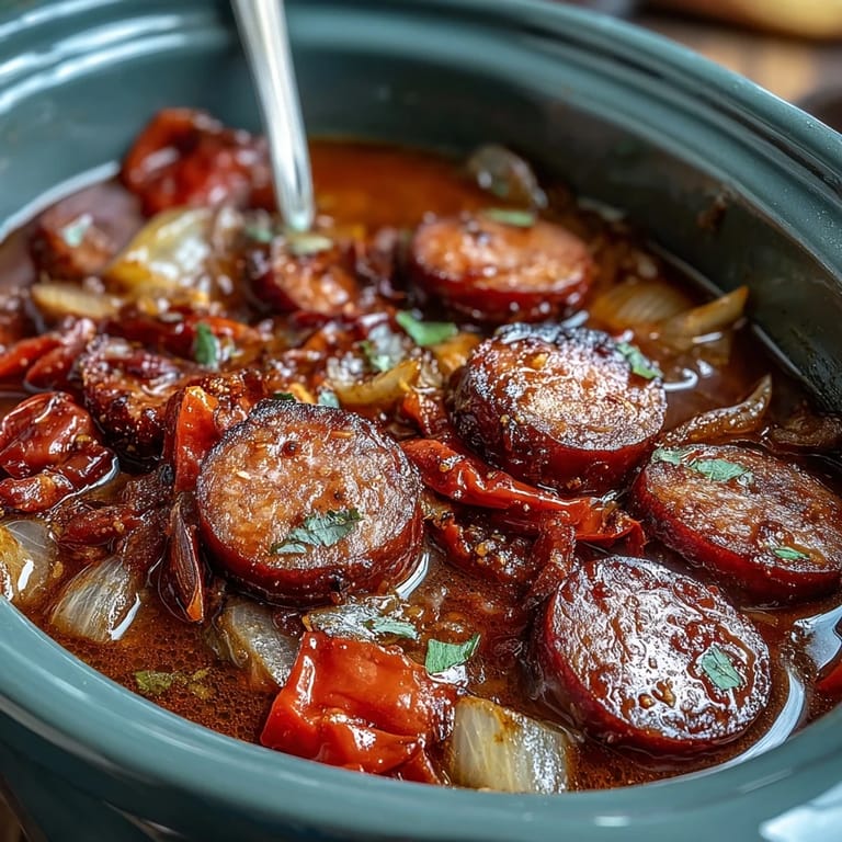 Fresh parsley garnishes a steaming bowl of Crock Pot BBQ Cocktail Sausage Soup, paired with crusty bread for dipping on the side.