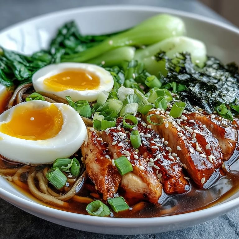 Freshly prepared Healthy Miso Chicken Noodle Bowls with chili oil, scallions, and nori, ready for a cozy weeknight dinner.