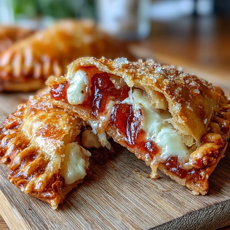 Freshly made Guava and Cheese Empanadas dusted with powdered sugar on a plate.