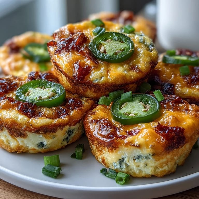 A close-up of Keto Jalapeño Cheddar Egg Cups on a wooden board, showcasing the fluffy texture and melted sharp cheddar for an easy low-carb breakfast.