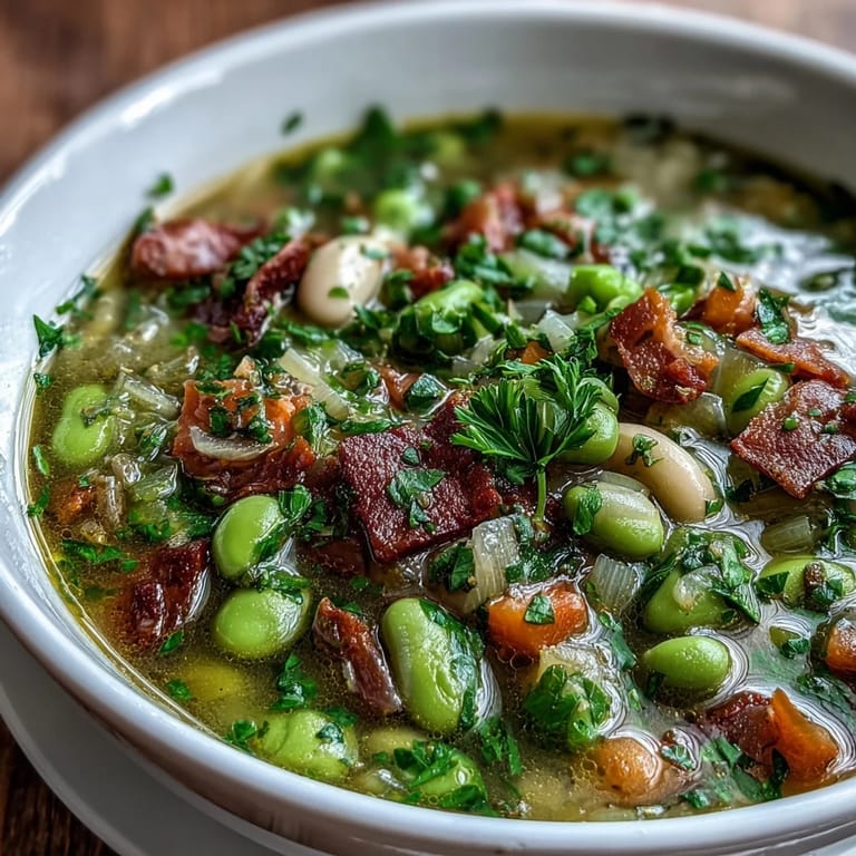 Rich and rustic ham and lima bean soup featuring smoked ham, soft lima beans, and aromatic vegetables simmered to perfection.  