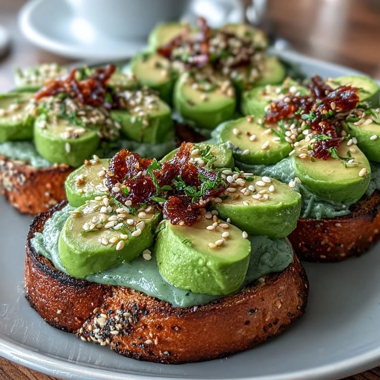 Festive avocado toast with everything bagel seasoning and fresh chives, perfect for St. Patrick's Day breakfast.  